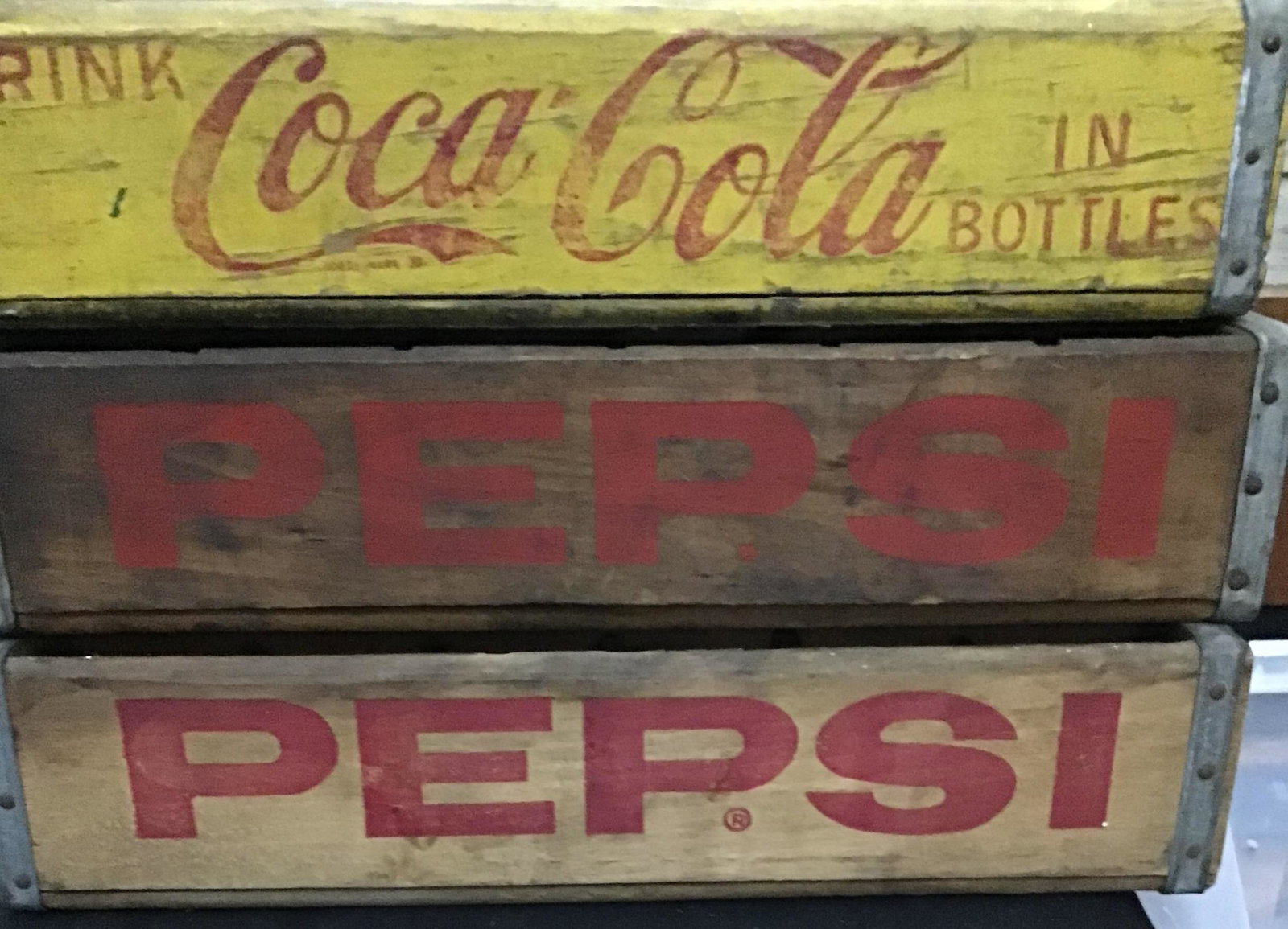 Vintage Beverage Wood Advertising Cases (3) 2 Pepsi & 1 Coca-Cola for bottles (1 of 5)