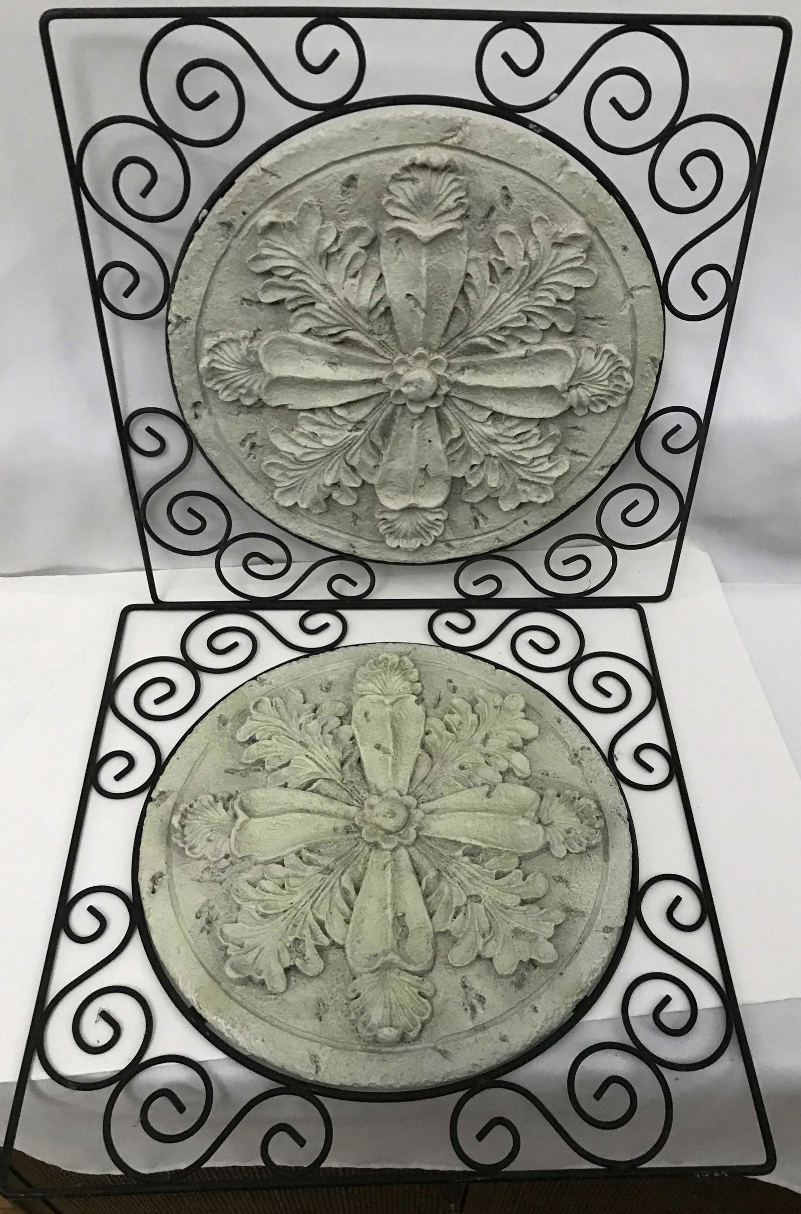 Heavy Hanging Wall Art Metal Plaster (2) 2 panels, each measures 15" square (1 of 3)