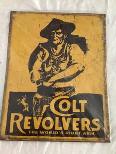 Colt Revolvers Tin Sign: measures 12 1/2" x 16"