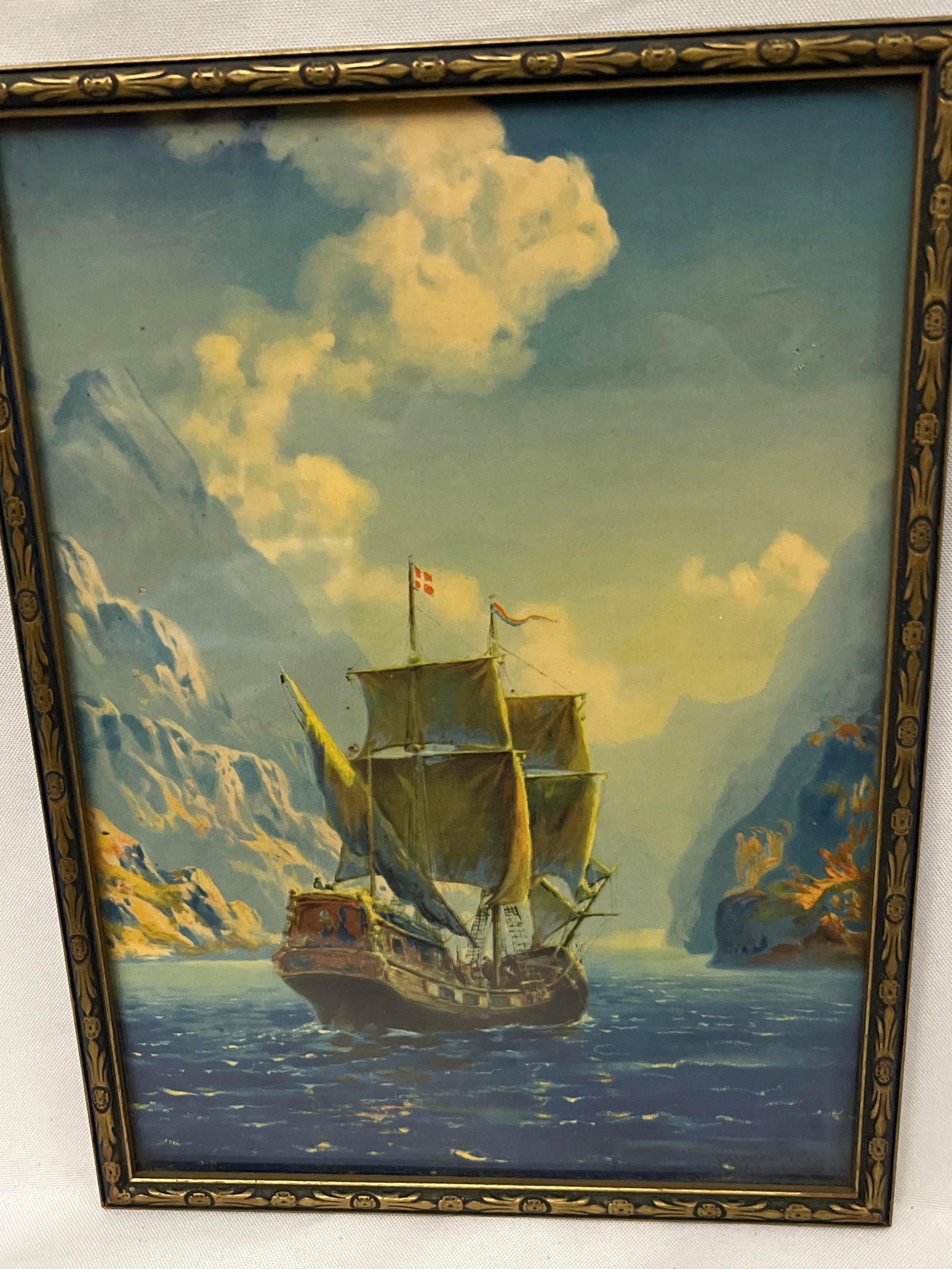 Sailing Ship Signed & Framed Litho (1 of 4)