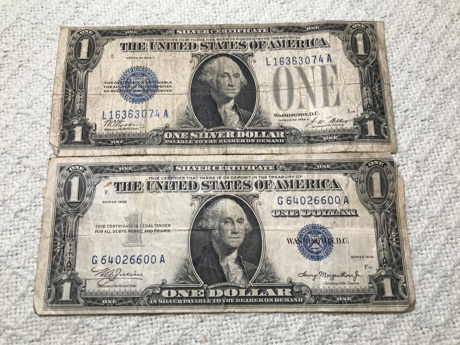 Silver Certificates (2): 1928A and 1935