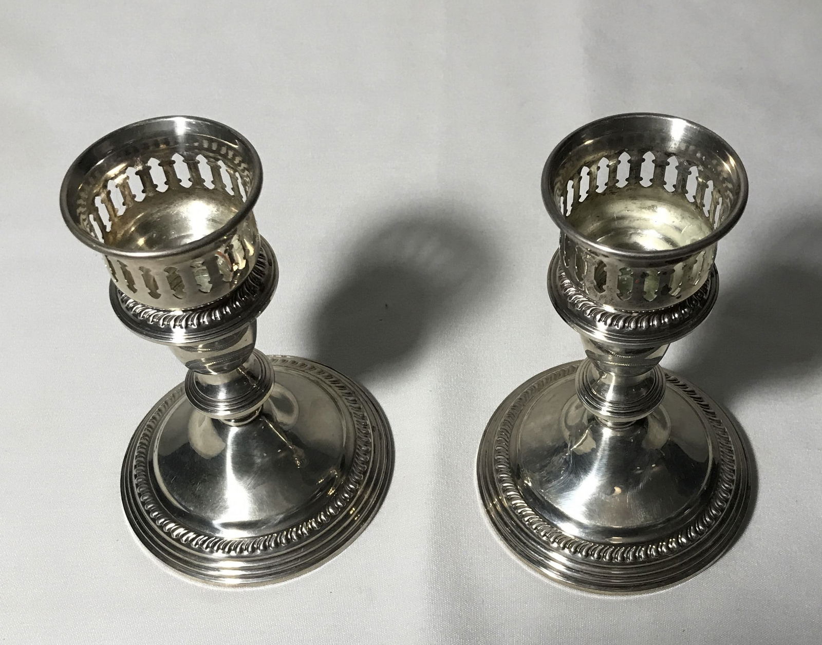 Ornate Empire Sterling Weighted Candlesticks (1 of 4)