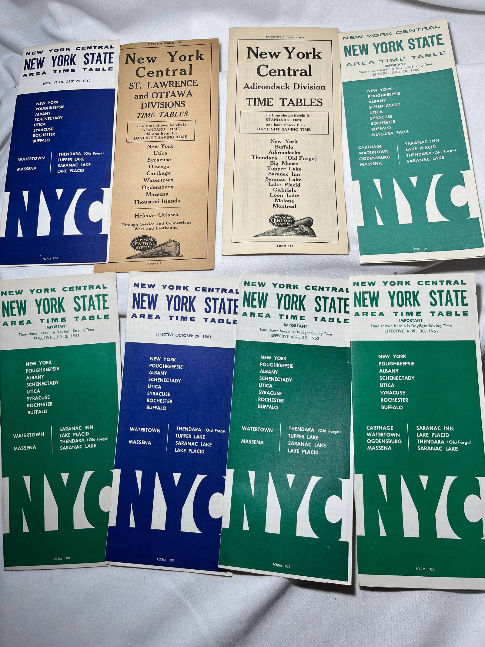 New York Central Time Tables (8) Auction