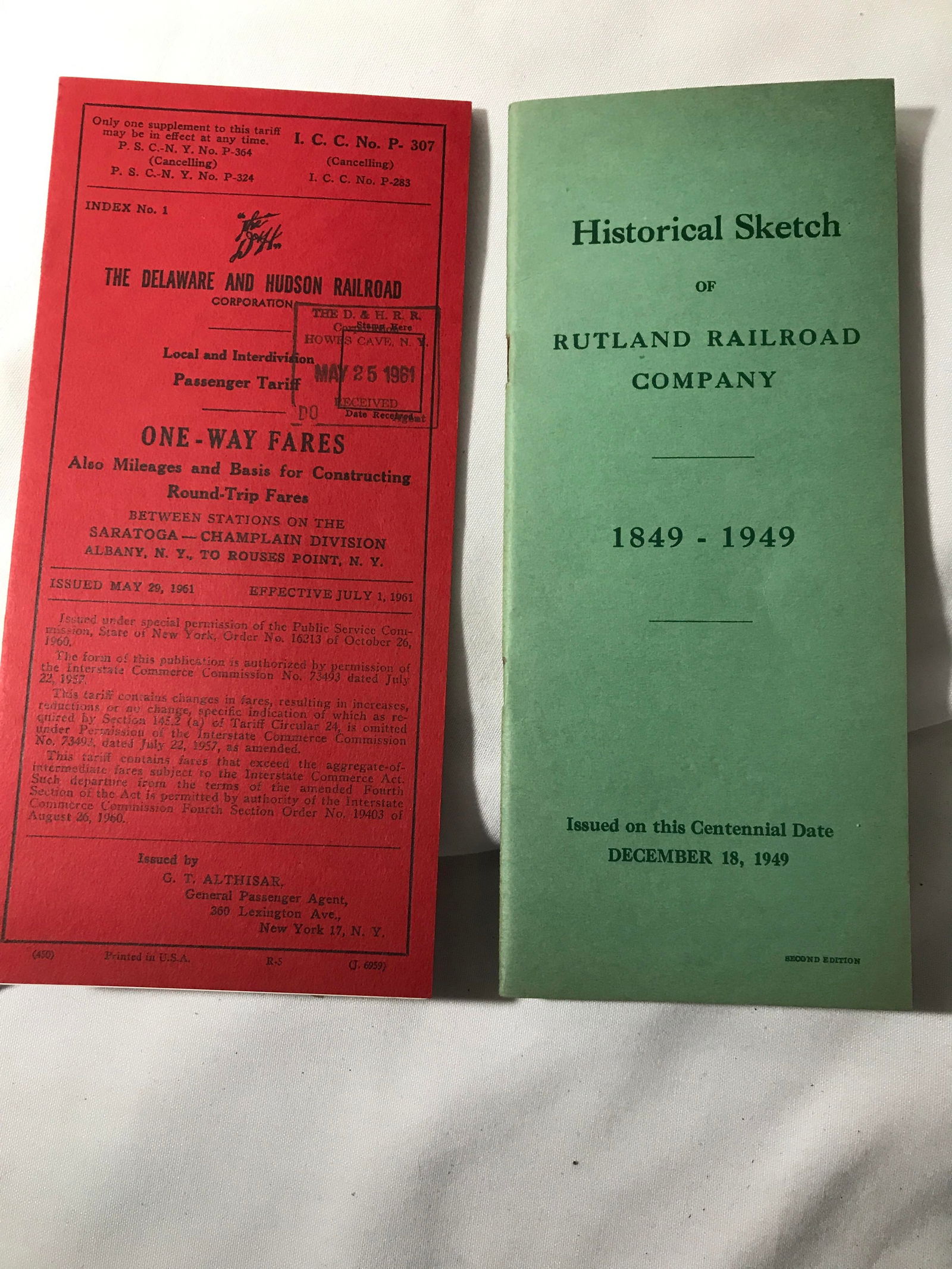 Delaware and Hudson Railroad Timetable from 1961 (1 of 3)