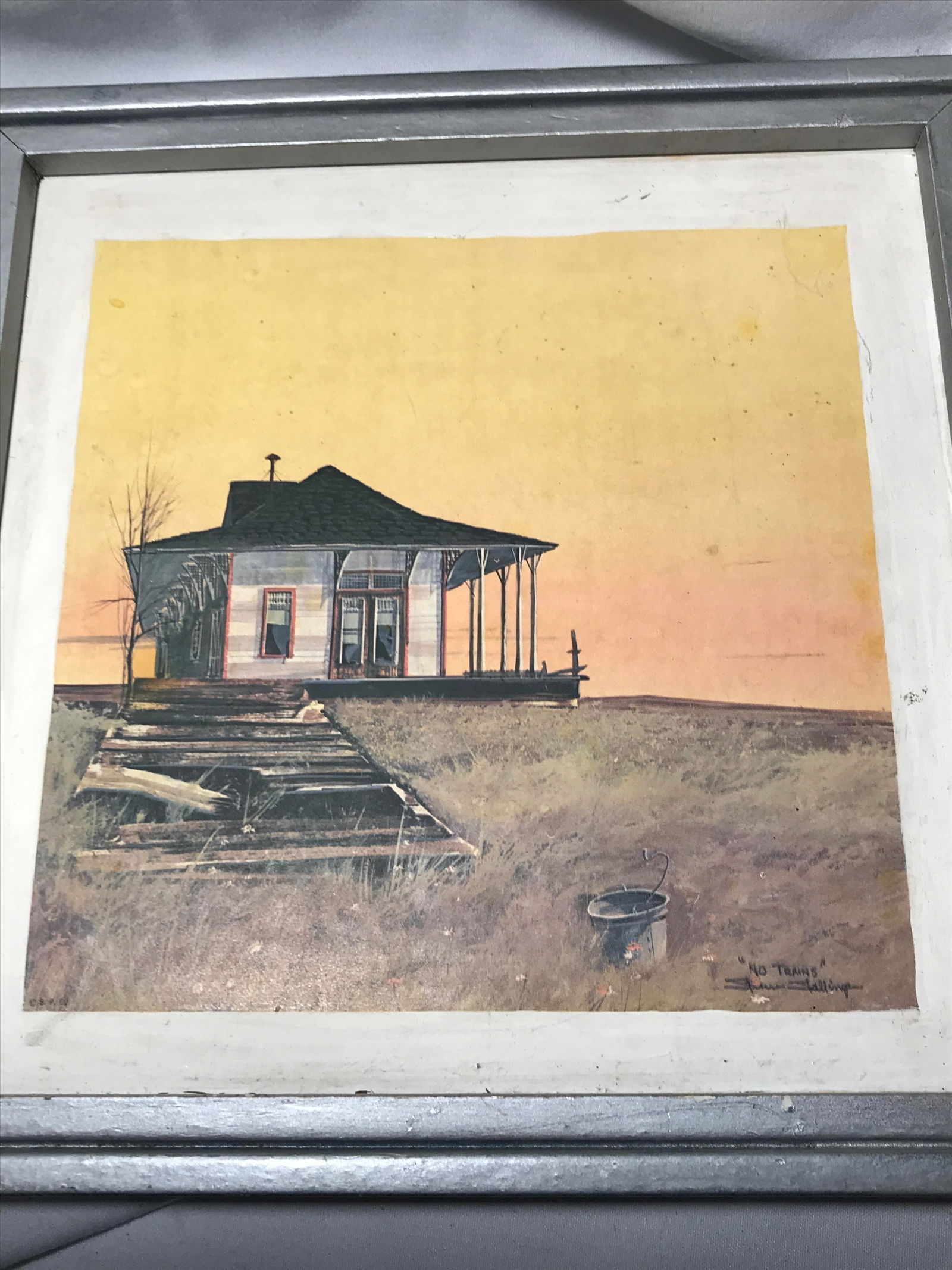 Signed Abandoned Train Station Print on Board (1 of 3)