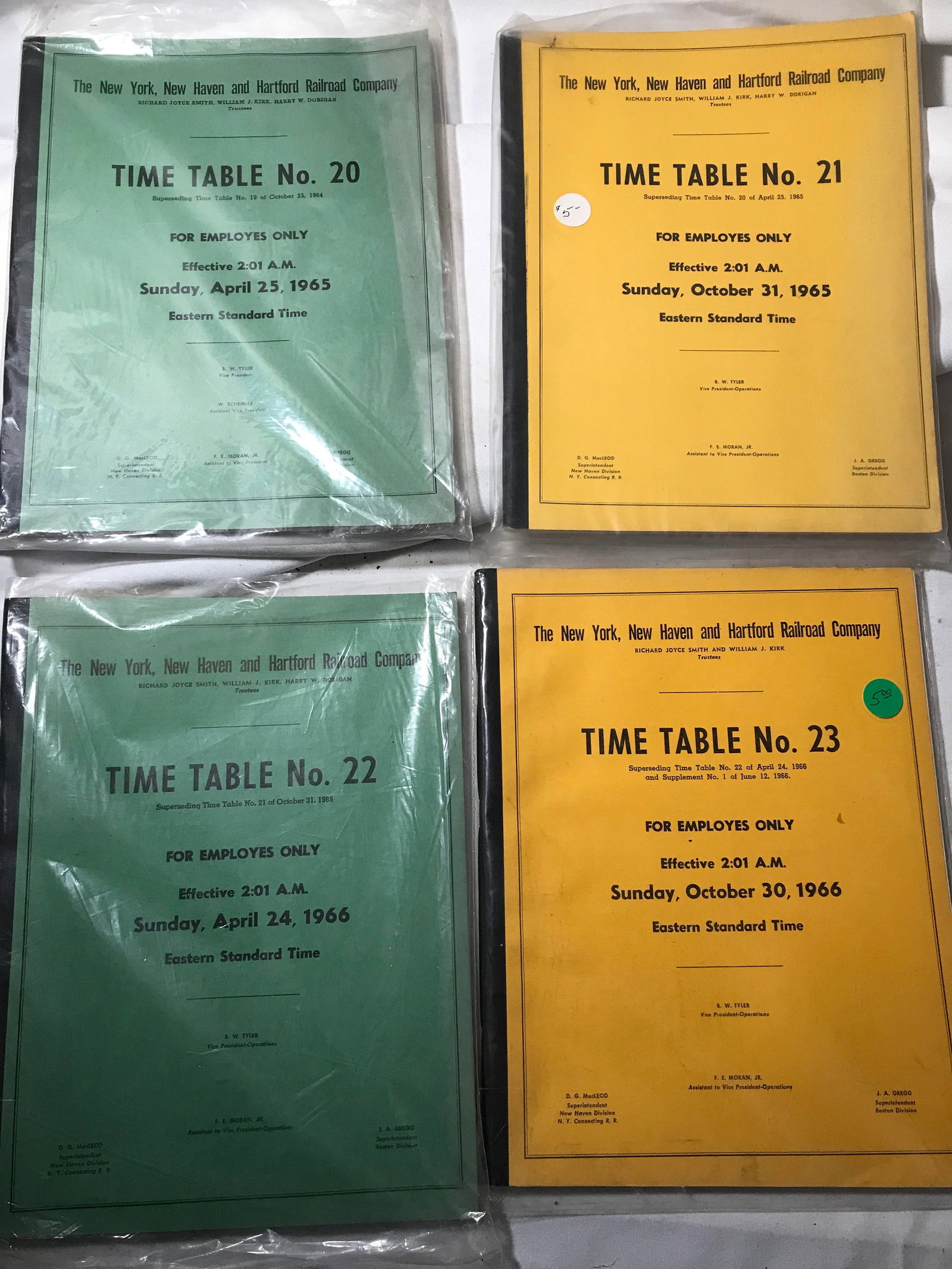 New York New Haven & Hartford Railroad Time Tables: 4 total
