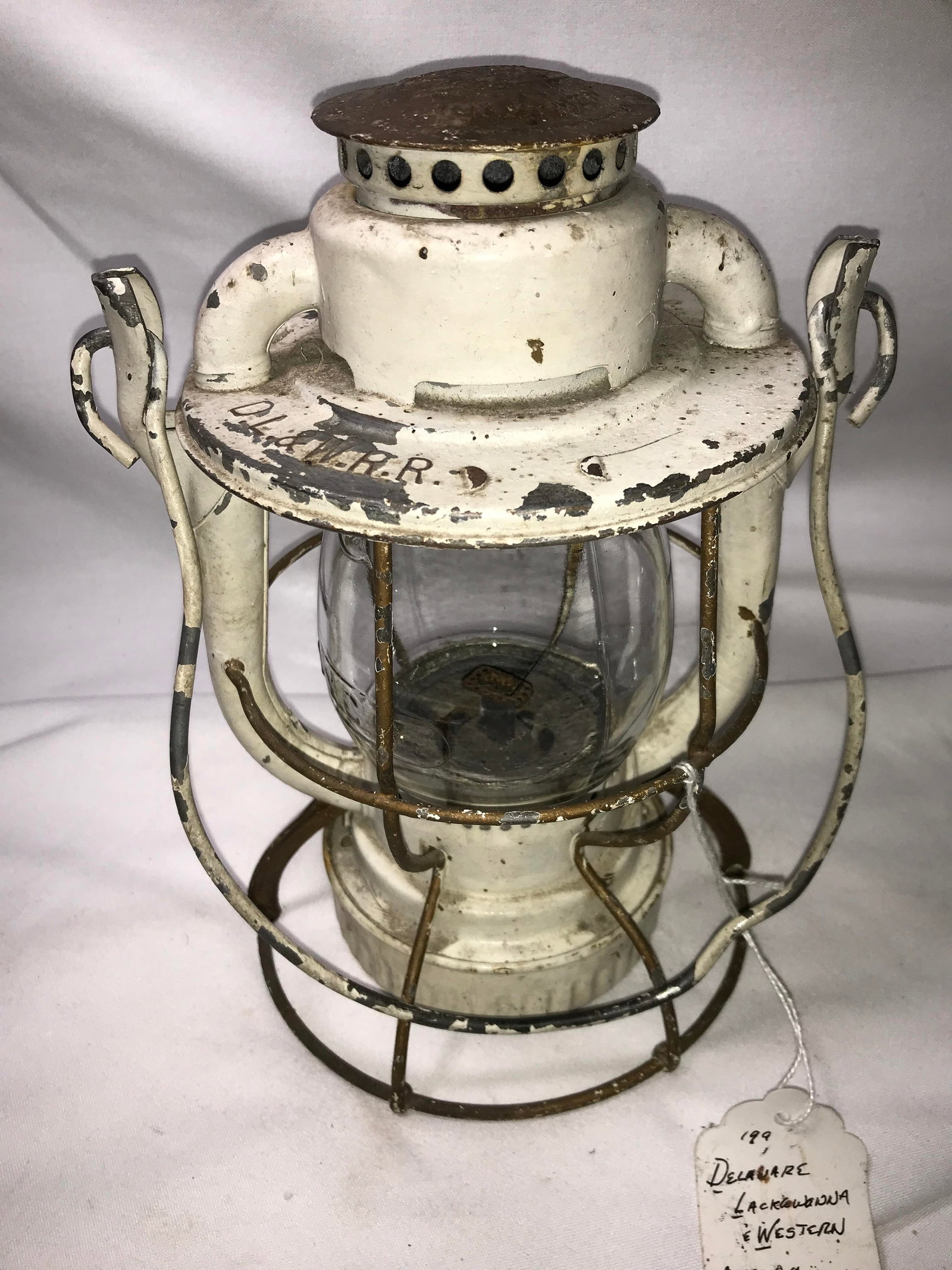 Delaware, Lackawanna & Western Railroad Lantern: With Cut Glass NYCS Shade