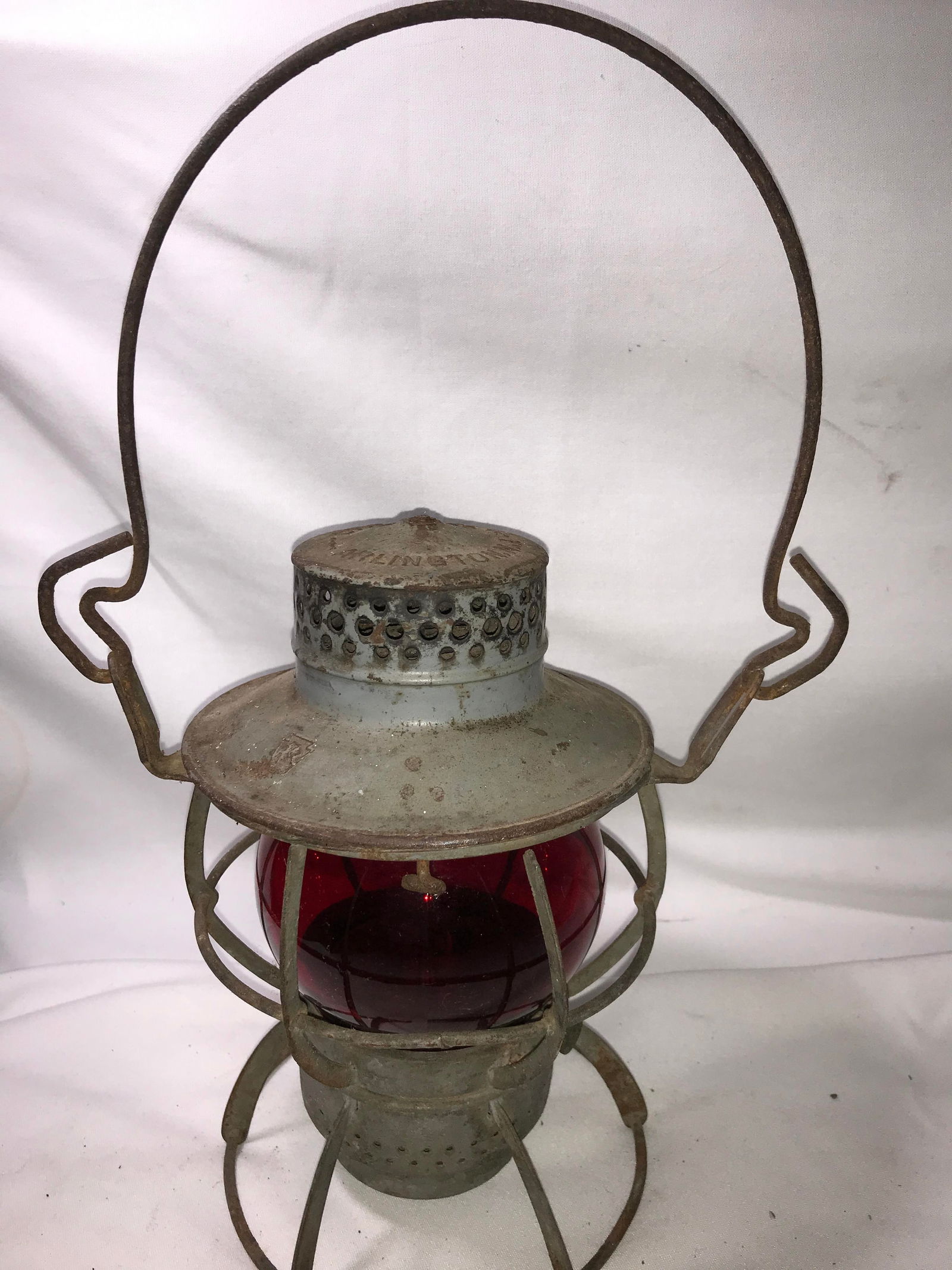 Pennsylvania Railroad Lantern w/ Red Glass Globe (1 of 6)