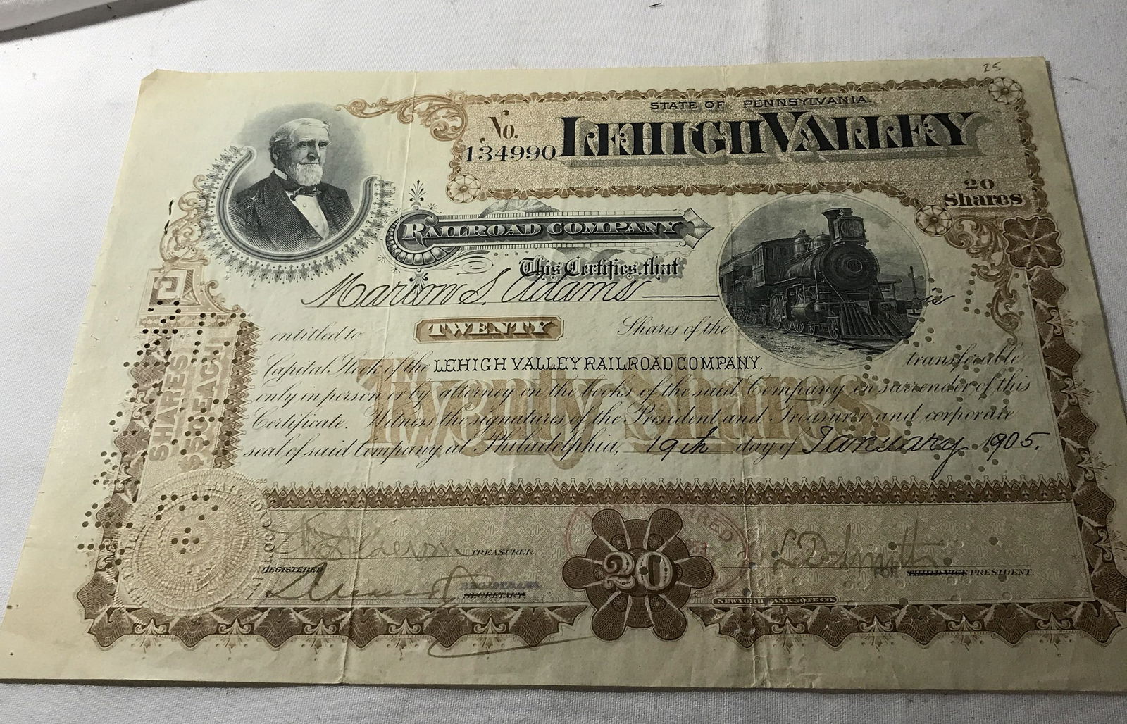 Lehigh Valley Stock Certificate (1 of 4)