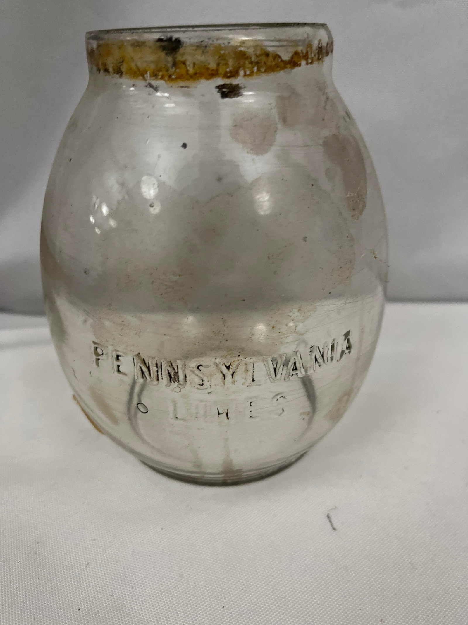 Pennsylvania Lines Clear Cut Glass Globe: .