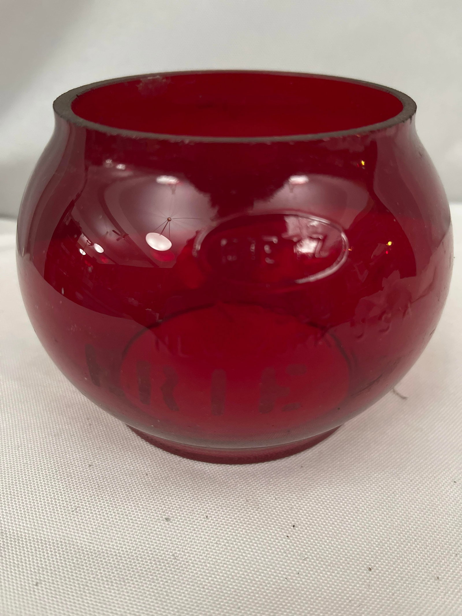 Erie RR Globe Red Cut Glass: .