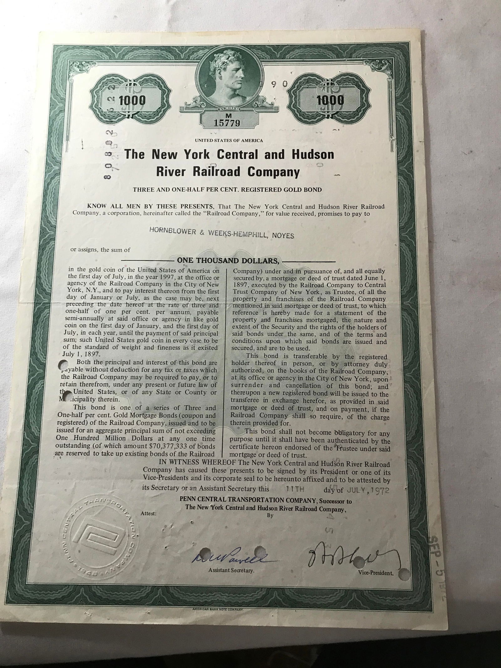 New York Central & Hudson River RR Co. Stock (1 of 3)