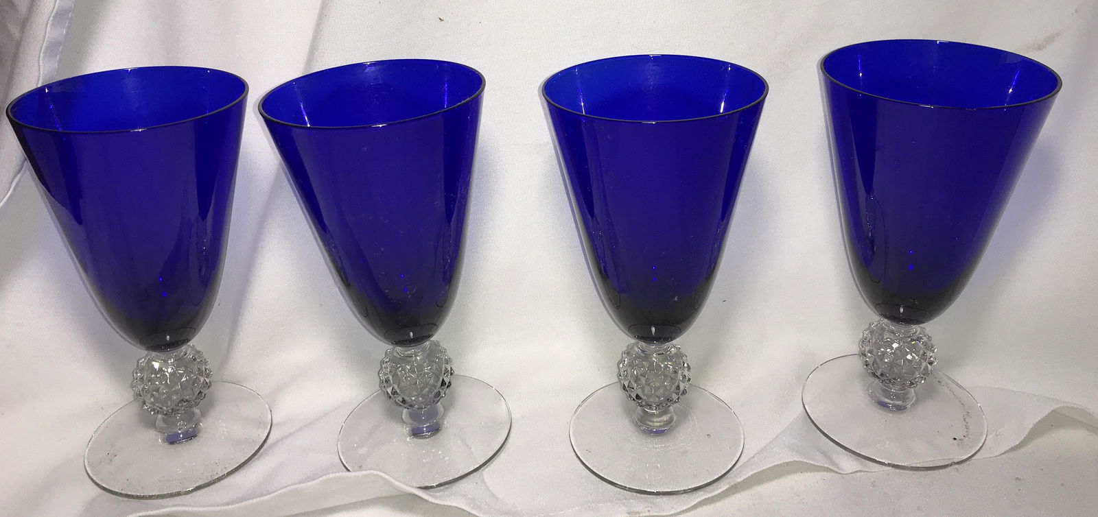 Cobalt Blue Glass Goblets (4) (1 of 5)