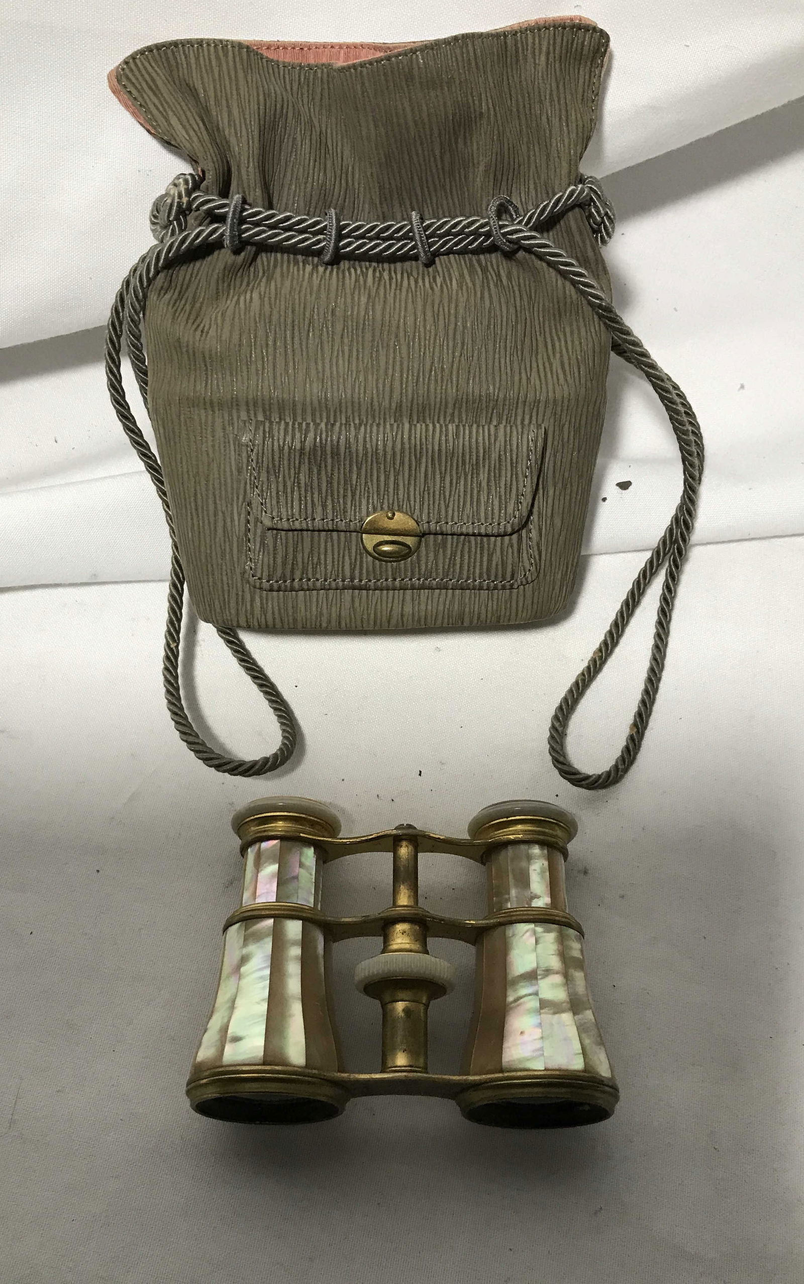 Opera Glasses, Brass w/ Mother of Pearl: with carry bag