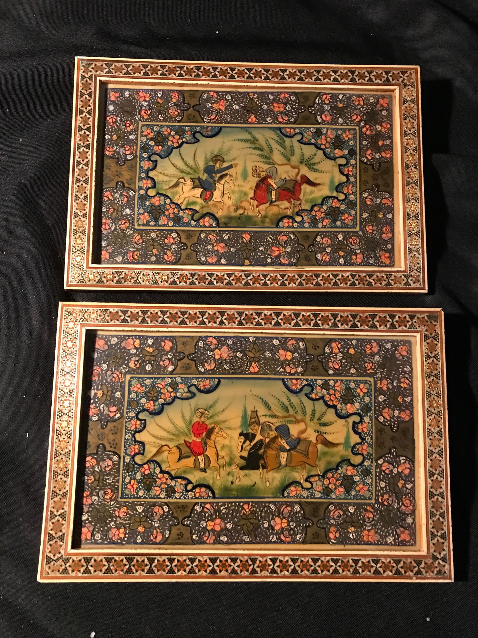 Mosaic Oil by Fermi Art with certificate of: authenticity Decorative wooden frame measuring 6 x 9 inches each