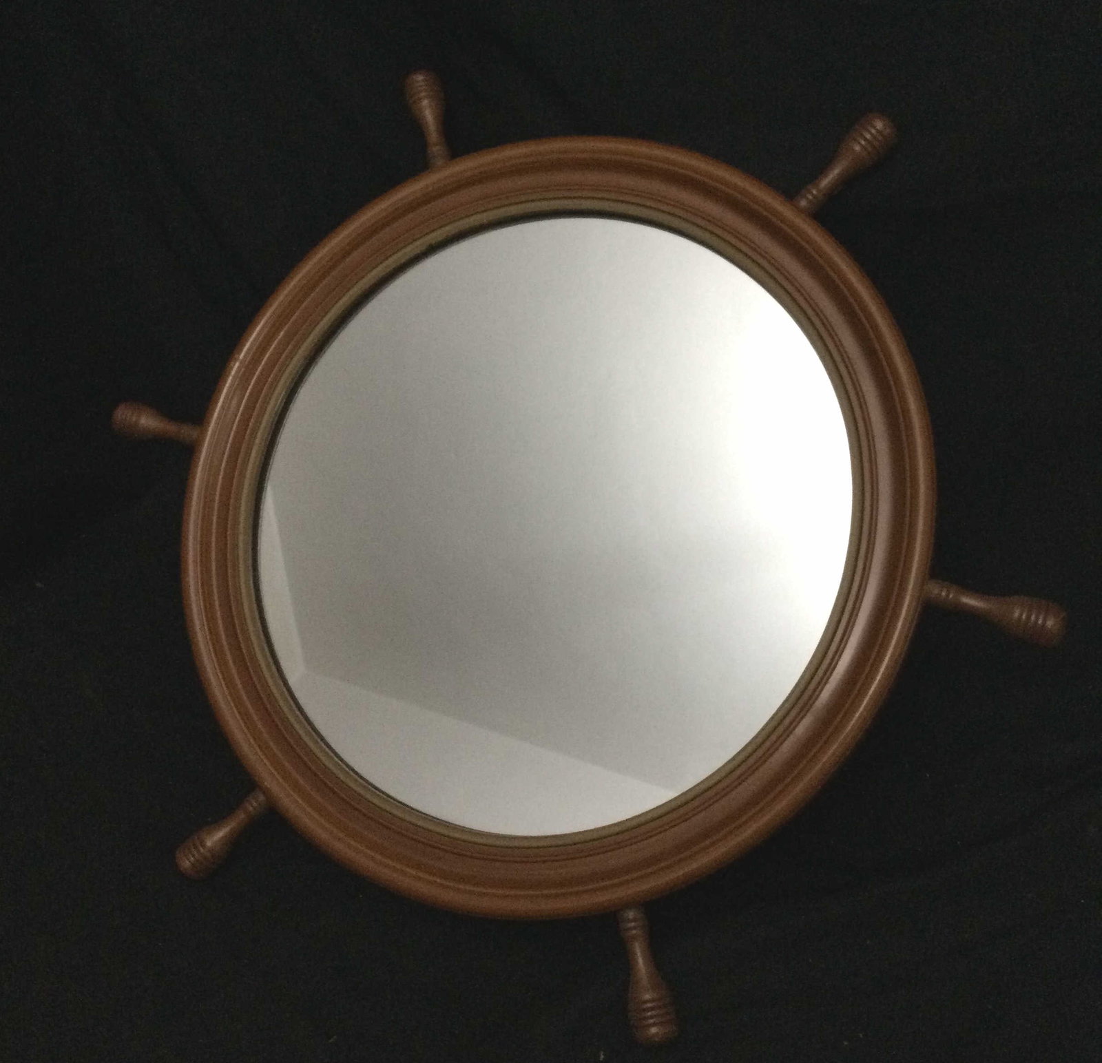 Captain Steering Wheel Hanging Mirror: Measures 27 inches across to end of handles