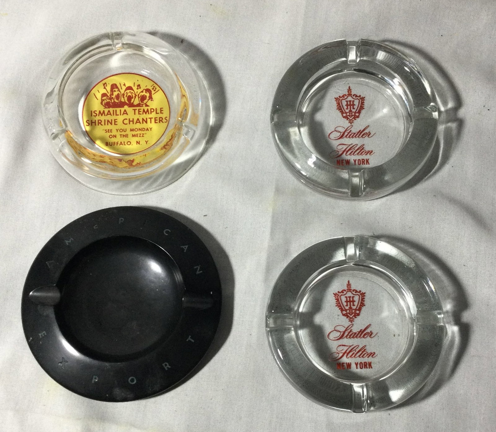 Vintage Ashtray Collection: 3 glass 1 plastic