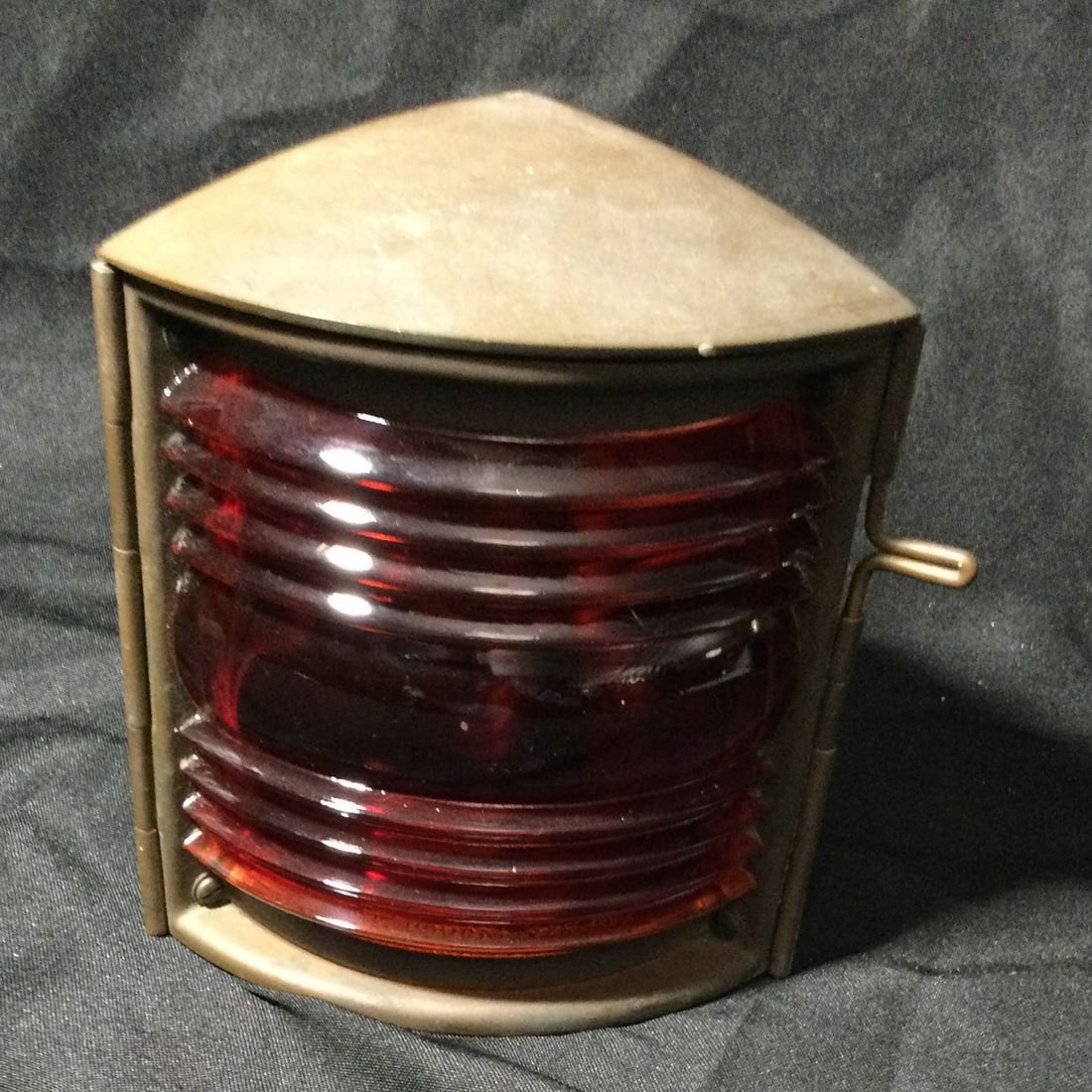 Rare Antique Brass Boat Marine Light --Red (1 of 5)