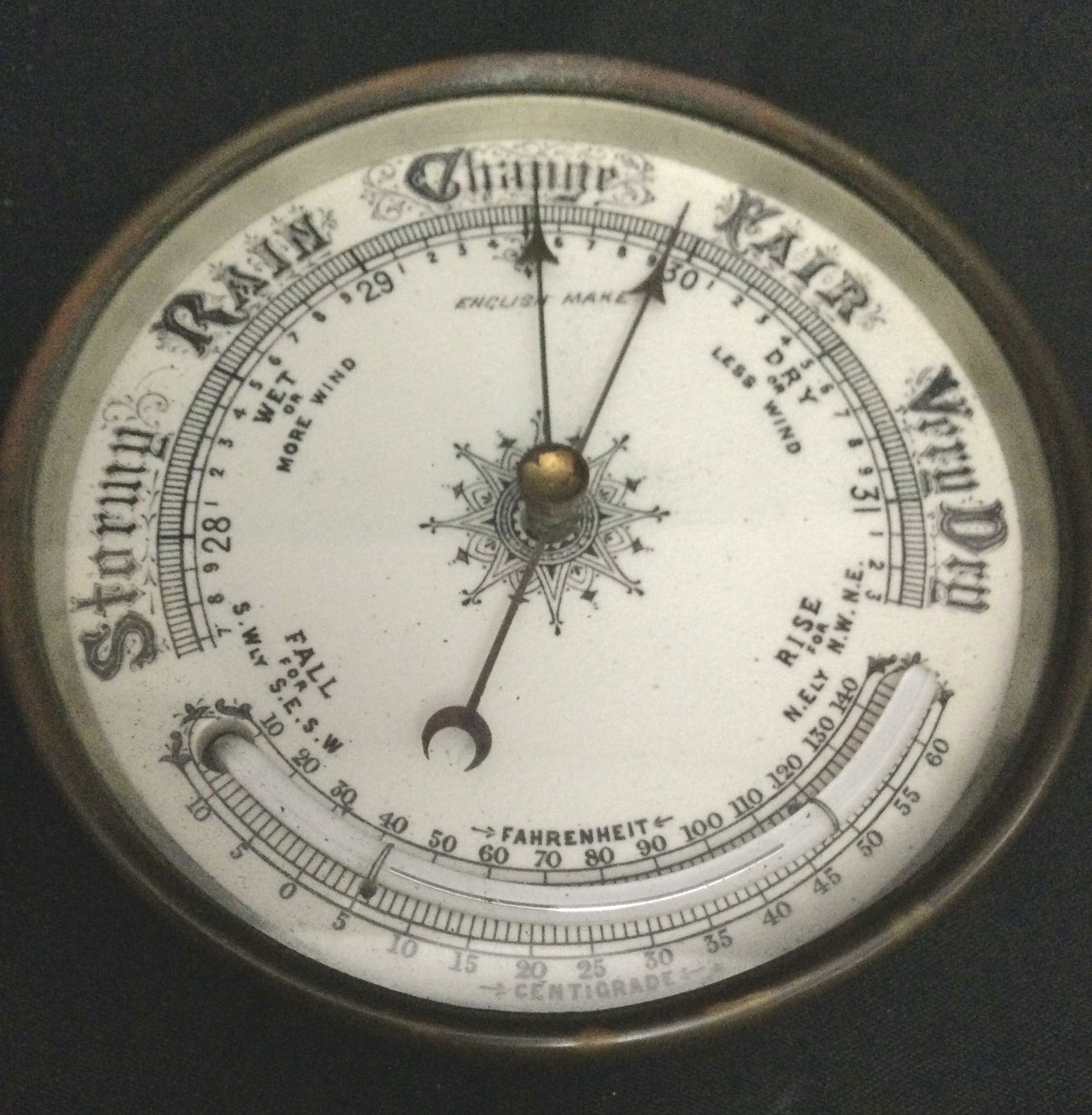 Vintage English Made Brass Barometer (1 of 5)