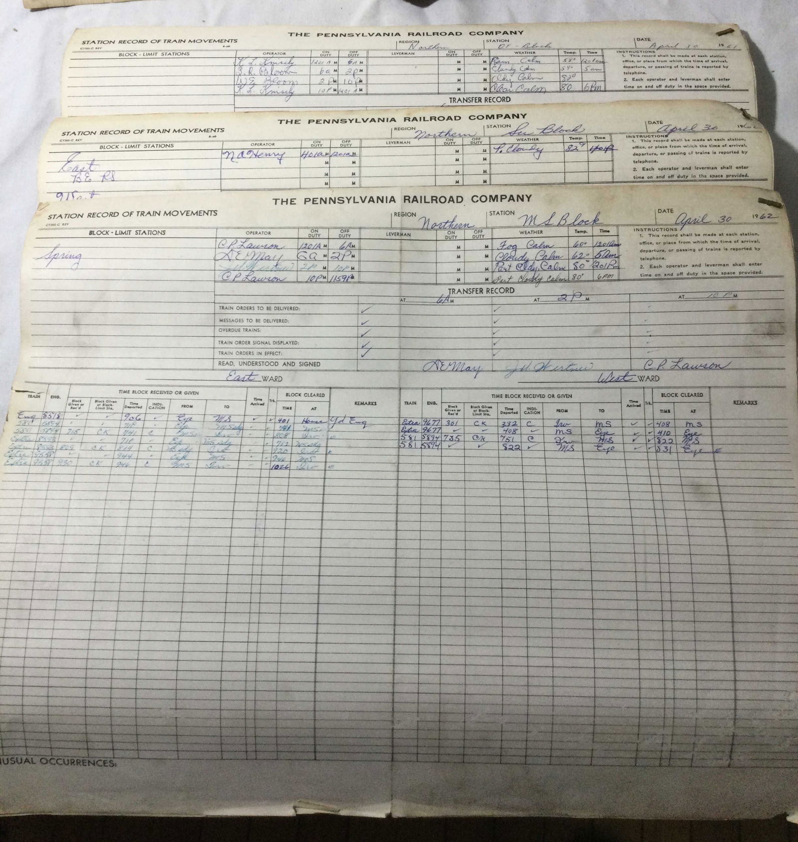 Pennsylvania Railroad Company Records of Trains (1 of 6)