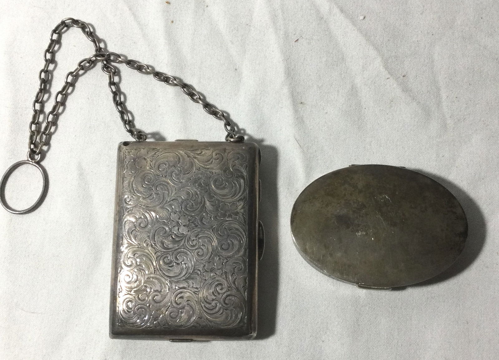 Vintage Compacts - 1 is Mary Dunhill Sterling: Measure 2 1/2 x 3 1/2 and 2 x 3