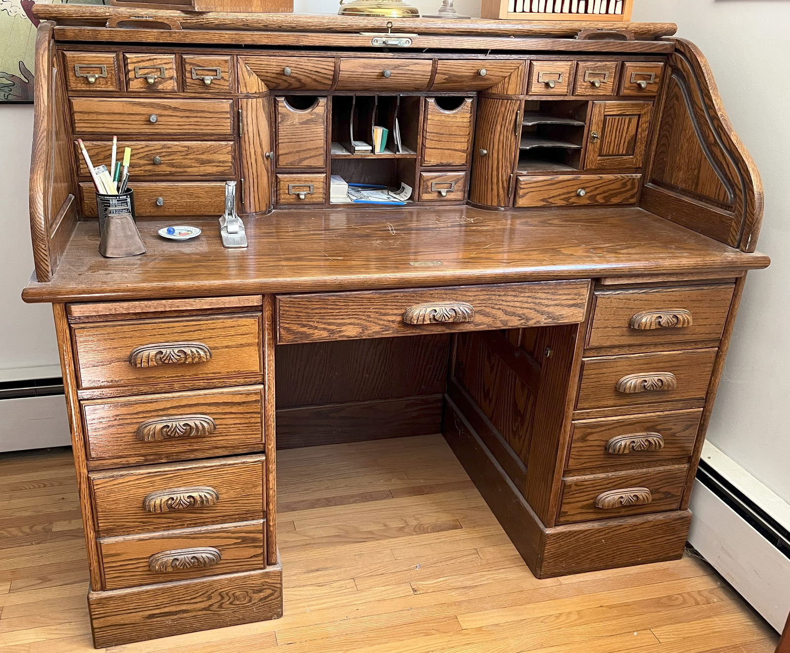 Tiger Oak Post Master Desk (1 of 12)
