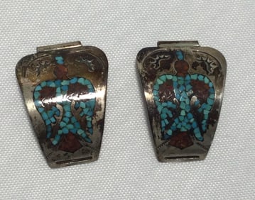 Sterling w/ Chip Inlay Pendants (2)