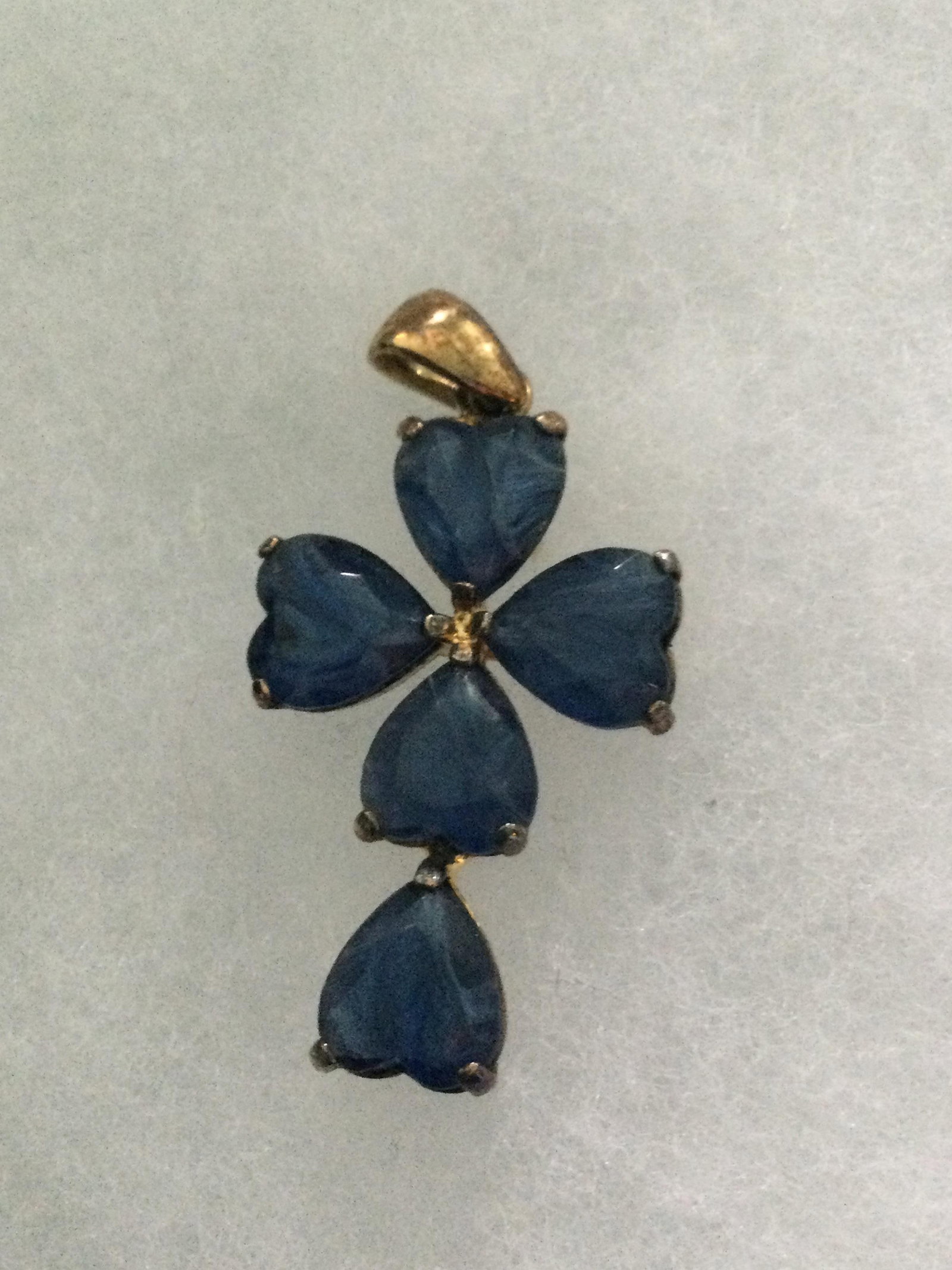 Sterling & Sapphire Hearts Cross Charm: .