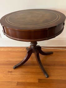 Vintage Drum Table w/ Claw Feet, single drawer