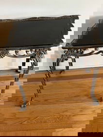 Solid Metal w/ Black Glass End Table