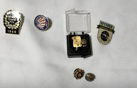 6 Lapel or Tie pins included are 1950s VFW pin