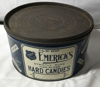 EMERICKS high gloss hard Candy advertising tin