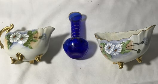 Royal China Porcelain Sugar Bowl and Creamer