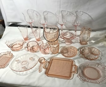 20 piece Collection of Pink Depression Glass