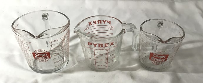 Measuring Cups Include 2 Oven Basics & 1 Pyrex