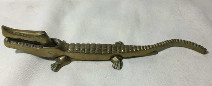 Vintage Brass Alligator Nutcracker