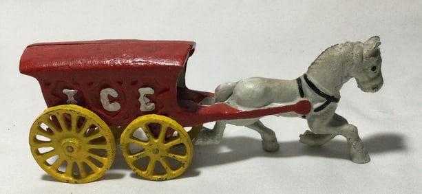 Vintage Toy Cast Iron Ice Wagon