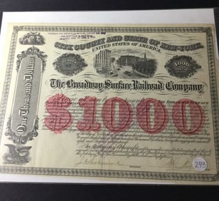 Broadway Surface Railroad Company Stock