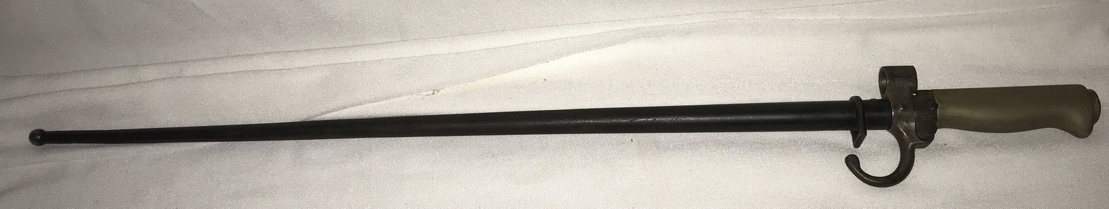WWI French Bayonet - Cruciform Blade: With original scabbard, Measures 25 1/2 inches long