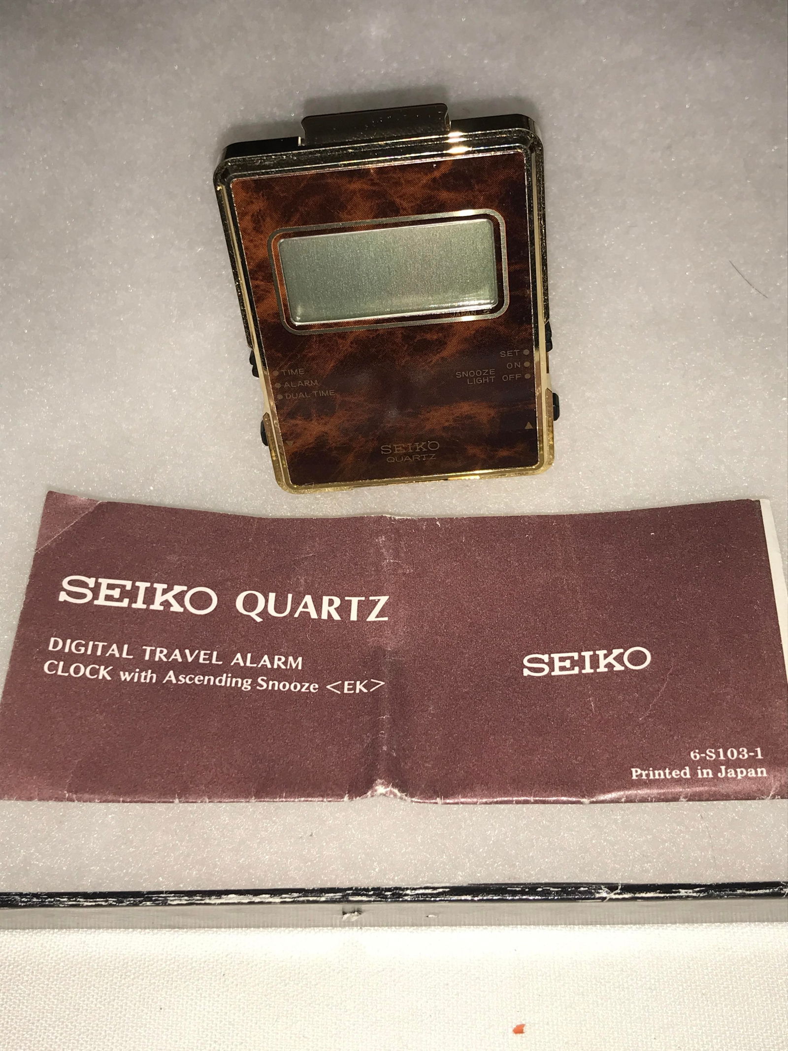 SEIKO Quartz Digital Travel Alarm: In org pouch, needs a battery