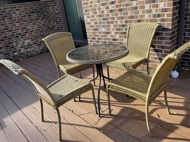 Patio Set - Table & 4 Chairs - Faux Wicker