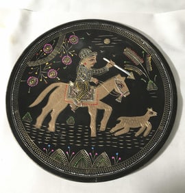 Painted Hindu Brass Wall Hanger Plate