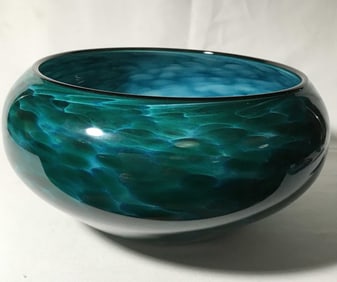 Signed Hand Blown Glass Bowl