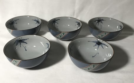 Hand Painted Oriental Rice bowls (5)