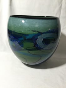 NEMTOI Art glass Vase colorful blue and green