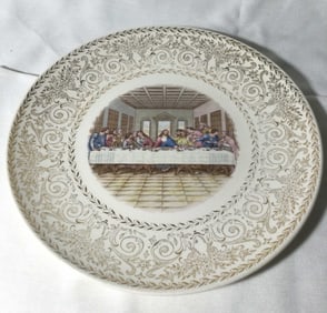 Last Supper Plate Pearl China Co.,22kt gold inlay