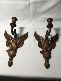 SYROCO Federal-style Eagle Wood Candle Holders