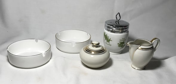 Royal Daulton Bone China Ashtrays w/ Teapot &