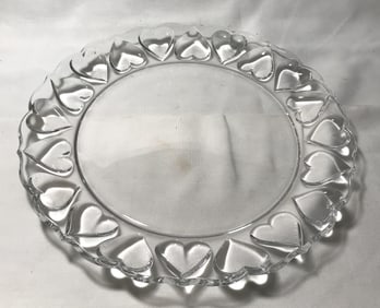 Tiffany & Co. Embossed Hearts Crystal Platter