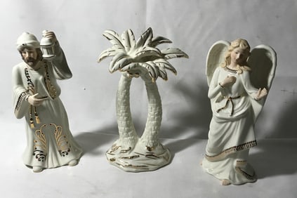 Set of 3 Nativity Figurines ,jade porcelain